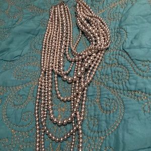 Multi strand Silvertone Necklace